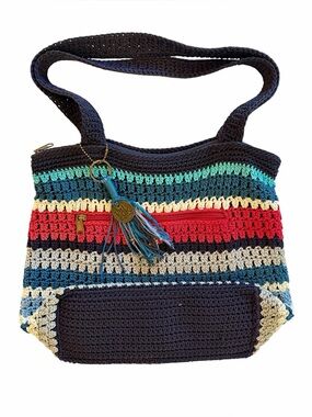 The Sak Amberly Crochet Hobo Bag Red White Blue Nautical 4th of July